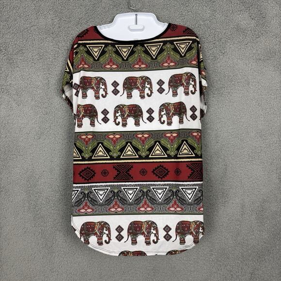 Top love J Blouse Women Sleeveless Elephant Print sz XL grunge All over print - Picture 4 of 9